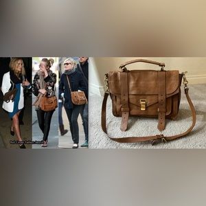 HOT Proenza Schouler PS1 Medium Brown Leather Crossbody Satchel Bag $1800+tax!!!
